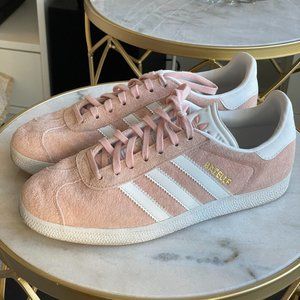 ADIDAS pink suede Gazelle shoes